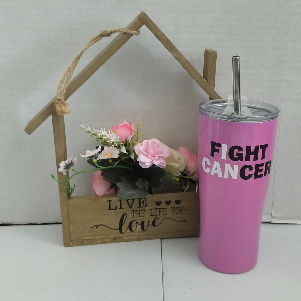 Pink 'Fight Cancer' Tumbler (New)